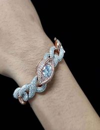 16MM Iced The Eye Infinite Chain Bracelet 14K White Gold Plated Diamond Cubic Zirconia Jewelry 16inch24inch Cuban Necklace9151173