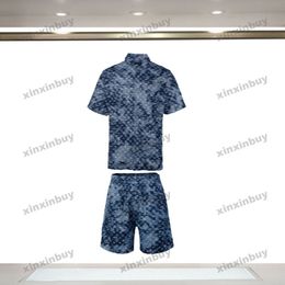 xinxinbuy Men designer Tee t shirt 2024 Italy camouflage washing 1854 Denim fabric sets short sleeve cotton women white black blue S-2XL