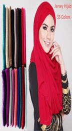 Jersey Trendy Women Muslim Summer Thin Hijab Scarf Foulard Femme Size Plus Hijabs Islamic Shawls Soild Headscarf Women 85180 cm3749420