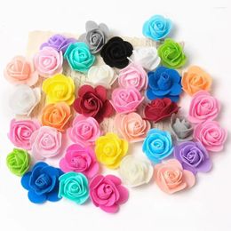 Decorative Flowers 50Pcs 3.5cm PE Foam Rose Head Artificial Flower For Wedding Birthday Party Home Decor DIY Bear Valentines Day Gifts