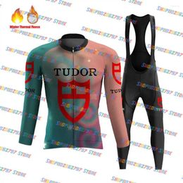 Racing Sets 2024 Tudor Cycling Jersey Fleece Set Long Sleeve Road Bike Clothing Dress Suit Bicycle Shirt