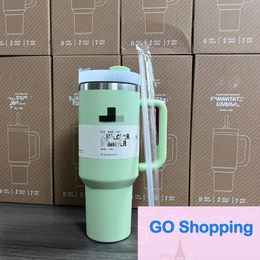 Simple US Top Designer 40oz Stainless Steel Cups with Silicone handle Lid And Straw Car mugs Keep Drinking Cold Water Bottles