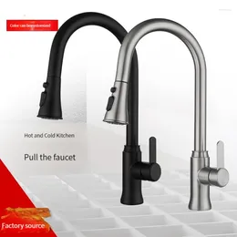 Kitchen Faucets Black Stainless Steel Pull Faucet Splash Proof Universal Cold And Vegetable Washing Basin Sink