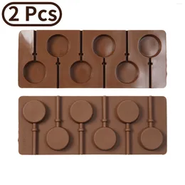 Baking Moulds 2Pcs Silicone Lollipop Shaped Mould Non-Stick Round Ice Cookie Biscuit Soap Bakeware Mould For Pudding Jelly Candy Chocolate