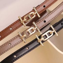 2022 Top Quality girl Leather belt women's fashion girdle versatile decorative thin suit summer Korean black jeans Classic luxury 2312