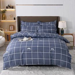 Bedding Sets Modern Plaid Duvet Cover Twin Size 3pcs Reversible Geometric Set Crown Beard Print Comforter For Couple Room Decor