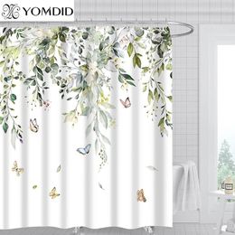 Shower Curtains YOMDID 1/4pcs Leaf Pattern Curtain Set With 12 Hooks Home Bath Perfect For Bathroom Decoration