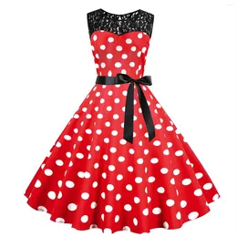 Casual Dresses Womens Dots Swing Dress Lace Cocktail Prom Party Vacation Holiday Beach Style Summer For Women Vestido