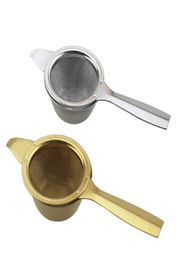 200pcs Stainless Steel Tea Strainer Filter Fine Mesh Infuser Coffee Cocktail Food Reusable Gold Silver Color DHL FEDEX2170341