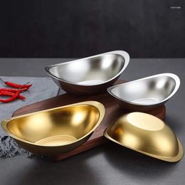 Bowls 1pc Golden Ingot Bowl 304 Stainless Steel Korean Cuisine Tableware Salad Dessert Snack For Home And Commercial 3 Sizes