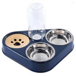 Dog Apparel Pet Three Bowls Cat Bowl Rice Food Anti Overturning Automatic Drinking E