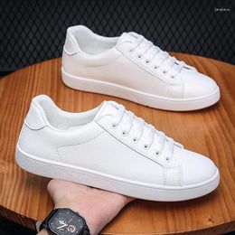 Casual Shoes Simple Fashion Men's Low-top Lace-up White Soft Leather Comfortable Breathable Sneakers Loafers