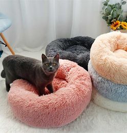 Long Plush Cat Bed House Soft Round Winter Pet Dog Cushion Mats For Small Dogs s Nest Warm Puppy Kennel 506070cm 2111044470925