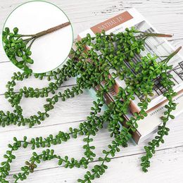 Decorative Flowers 3pcs/5pcs Fake String Of Pearls Greenery Plant Artificial Succulents Hanging Plants For Wall Home Garden Indoor & Outdoor