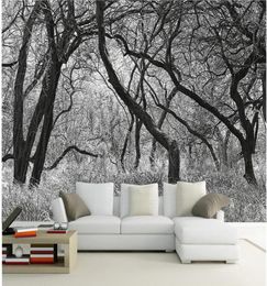 Black and white trees with frescoes mural 3d wallpaper 3d wall papers for tv backdrop9442509