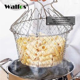 Double Boilers Foldable Steam Rinse Strain Stainless Steel Folding Frying Basket Colander Sieve Mesh Strainer Kitchen Cooking Tools