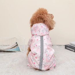 Dog Apparel Summer Raincoat Reflective Stripes Four Legs Waterproof Poncho Puppy Teddy Pet Clothes