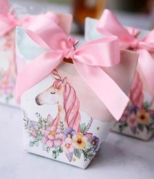 Creative European Cartoon Unicorn Flamingos Candy Boxes Wedding Favors Bomboniera Party Gift Box Paper Package Candy Bag 30pcs3179242