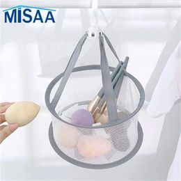 Storage Boxes Drying Rack Basket Hangable Makeup Brush Windproof Sponge Net Tool Hanging Bag