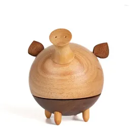 Party Favour Product Ideas Round Pig Wooden Music Box Birthday Gift For Friends Children Carousel