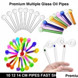 Smoking Pipes Pyrex Glass Oil Burner Pipe Accessories 10Cm 12Cm 14Cm Curved Clear Color Transparent Big Tube Nail Tips Bong Drop Deliv Dhshx
