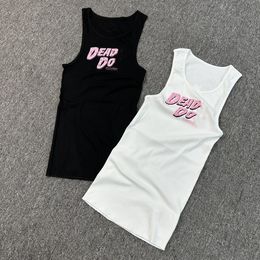 ch Embroidery Logo hearts Tank Top Summer Short Slim Navel Exposed Outfit Elastic Sports Knitted Tanks