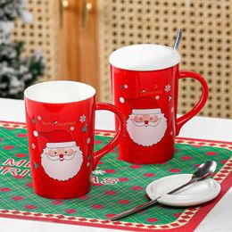 Mugs Creative Santa Claus Ceramic Cup Cartoon Mug Large Capacity Scoop With Lid Water Milk