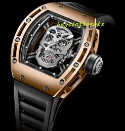 Högkvalitativ armbandsur Designer Luxury Men's Watch Classic Limited Edition RM052 Skull Tourbillon Watch Manual Winding Movement Sports Watch