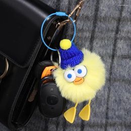 Keychains Funny Playful Plush Lovely Duckling Small Bell Cute Keychain Coal Ball Big Eyes Interesting Car Key Ring Colorful Birthday Gifts