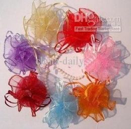 Ship 400pcs Mixed 26cm Diameter Organza Round Plain Jewellery Bags Wedding Party Candy Gift Bags6898094