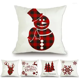Pillow Luxury Lattice Geometric Christmas Decoration Throw Cover Snowman Tree Elk Soft Velvet Car Sofa