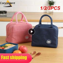 Dinnerware 1/2/3PCS Thermal Lunch Bags Portable Oxford Fresh Cooler Pouch For Office Student Convenient Box Tote Black Gray
