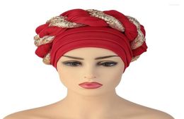 Berets Already Made Turbans For Women Head Wrap African Hat Cover Muslim Auto Gele Aso Oke Headwear Bonnets5694657