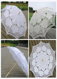 68cm Long handle lace Umbrellas Handmade Art wedding Bridesmaid gifts Embroidery Wedding Umbrella parasol Romantic Bridal pogra7795559