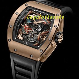 Högkvalitativ armbandsur Designer Luxury Men's Watch Classic Limited Edition RM057 Coiling Dragon Tourbillon Watch Manual Winding Movement Sports Watch