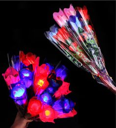 LED Light Up Rose Glowing Silk Flower Birthday Party Supplies Wedding Decoration Valentines Mothers Day Halloween Fake Flowers5715393