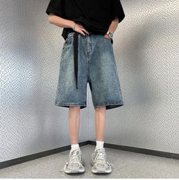 Men's Jeans 2024 Summer Men Fashion Vintage Oversized Denim Shorts Mens Streetwear Loose Straight Short Male Wide Leg G201