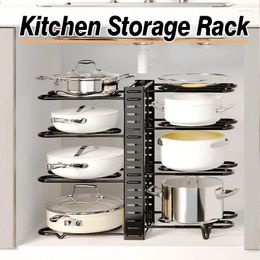 Kitchen Storage 5/8th Floor Rack Adjustable Metal Cabinet Tableware Sorting Pot Cover Utensils