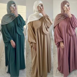 Ethnic Clothing Eid Modest Plain Abaya Dubai Turkey Kaftan Women Muslim Prayer Garment Abayas Djellaba Arabic Robe Ramadan Islamic Gown