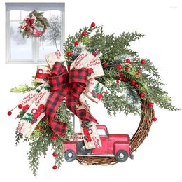 Decorative Flowers Christmas Wreaths Door Decors Green Foliage Car Red Flower Garden With Truck Holiday Decorations Accessories