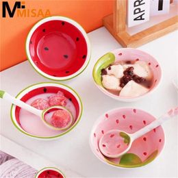 Bowls Children's Tableware Set Lovely Household Selling Strawberry Demand Ergonomic Long Handle Spoon For Children