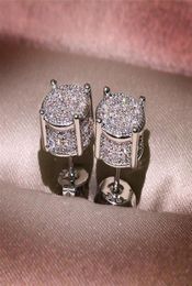 Choucong Hip Hop Stud Earring Vintage Jewelry 925 Sterling Silver Yellow Gold Fill Pave White Sapphire CZ Diamond Sparkling Women 4848537