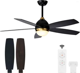 Black Ceiling Fan With Lights 52 Inch Remote Control And Gold 3 Colors 6 Wind Speeds