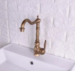 Kitchen Faucets Single Hole Deck Mount Basin Faucet Antique Brass One Lever Handle Bathroom Sink Taps And Cold Water Tap 2sf118