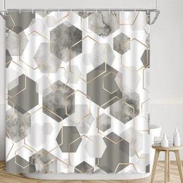 Shower Curtains Geometric Curtain Modern Square Marble Creative Texture Watercolor Print Polyester Home Bathroom Decoration With Hooks