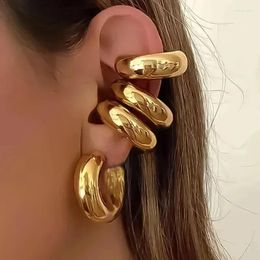 Backs Earrings 1pc Punk Style No Piercing Golden Silvery Colour Clip On Chunky Ear Cuff Women Statement Thick Cartilage