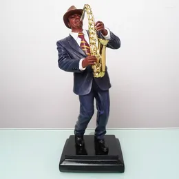 Decorative Figurines European Style Music Star Sax Player Musician Bust Figurine Resin Musicman Sculpture Home Bar Furnishing Decor Gift