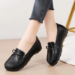 Casual Shoes 2024 Spring And Autumn Soft Leather Genuine Moccasins Women's Thin Loafers High Quality Luxury