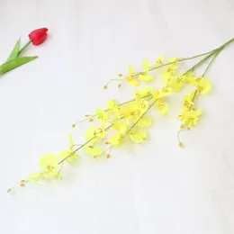 Decorative Flowers Simulated Flower 5 Forks Yellow Bean Dance Orchid Living Room Bedroom Decoration Fabric Art Silk Artificial