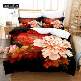 Bedding Sets Beautiful Flowers Set Duvet Cover Soft Comfortable Breathable For Bedroom Guest Room Decor